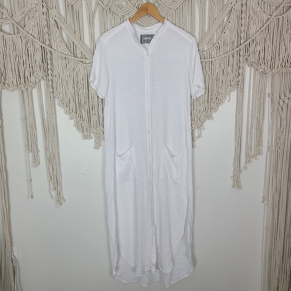 Reformation White Ghana Midi Button Up Dress Size L - Picture 2 of 12